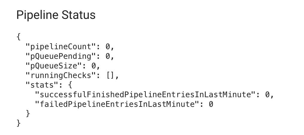 Screenshot of pipeline status log for content cube.