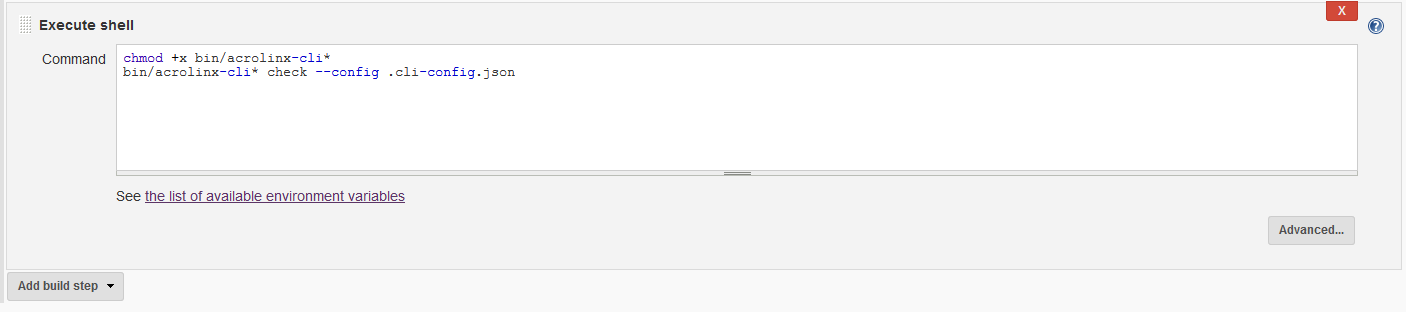 Execute shell build step