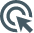 Dark gray target icon with gray arrow superimposed.