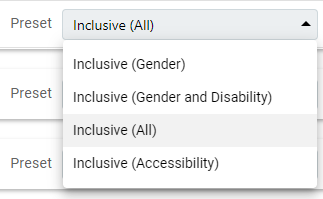 Preset dropdown