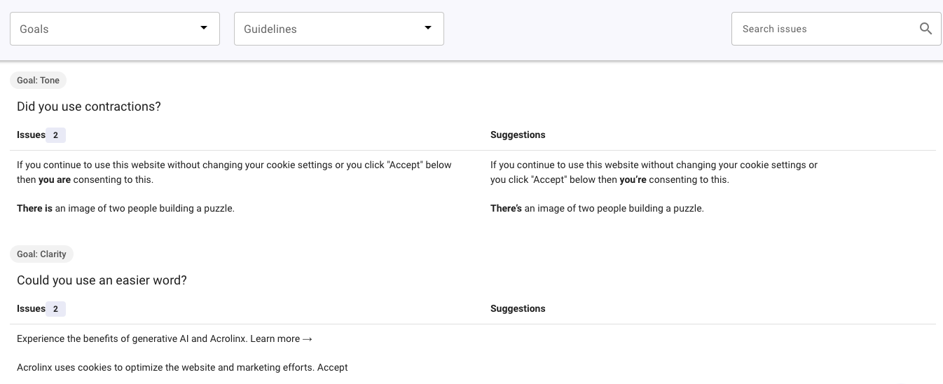 Content Cube_Collections_Issues tab.png